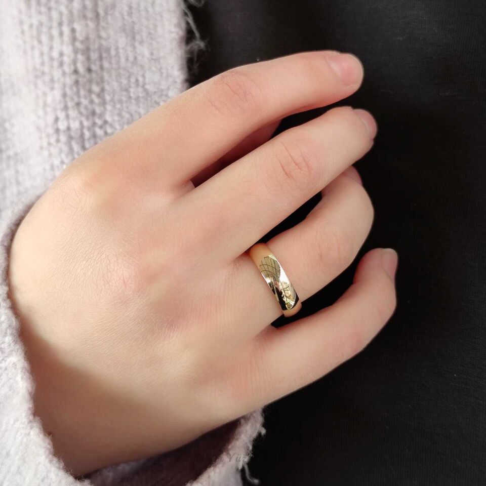 5 MM GÜMÜŞ DÜZ BOMBELİ ALYANS ALTIN SARI - 23