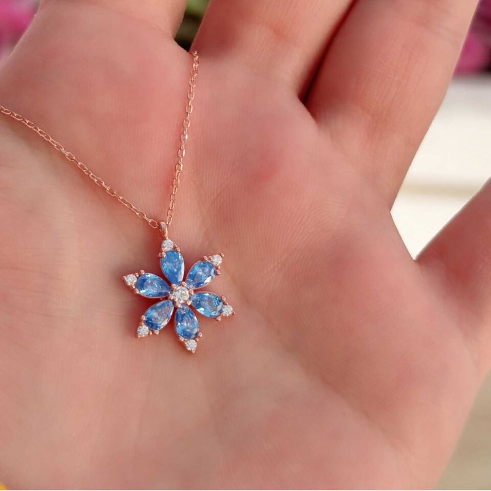 MAVİ LOTUS ÇİÇEK GÜMÜŞ SET ROSE BAKIR - 14