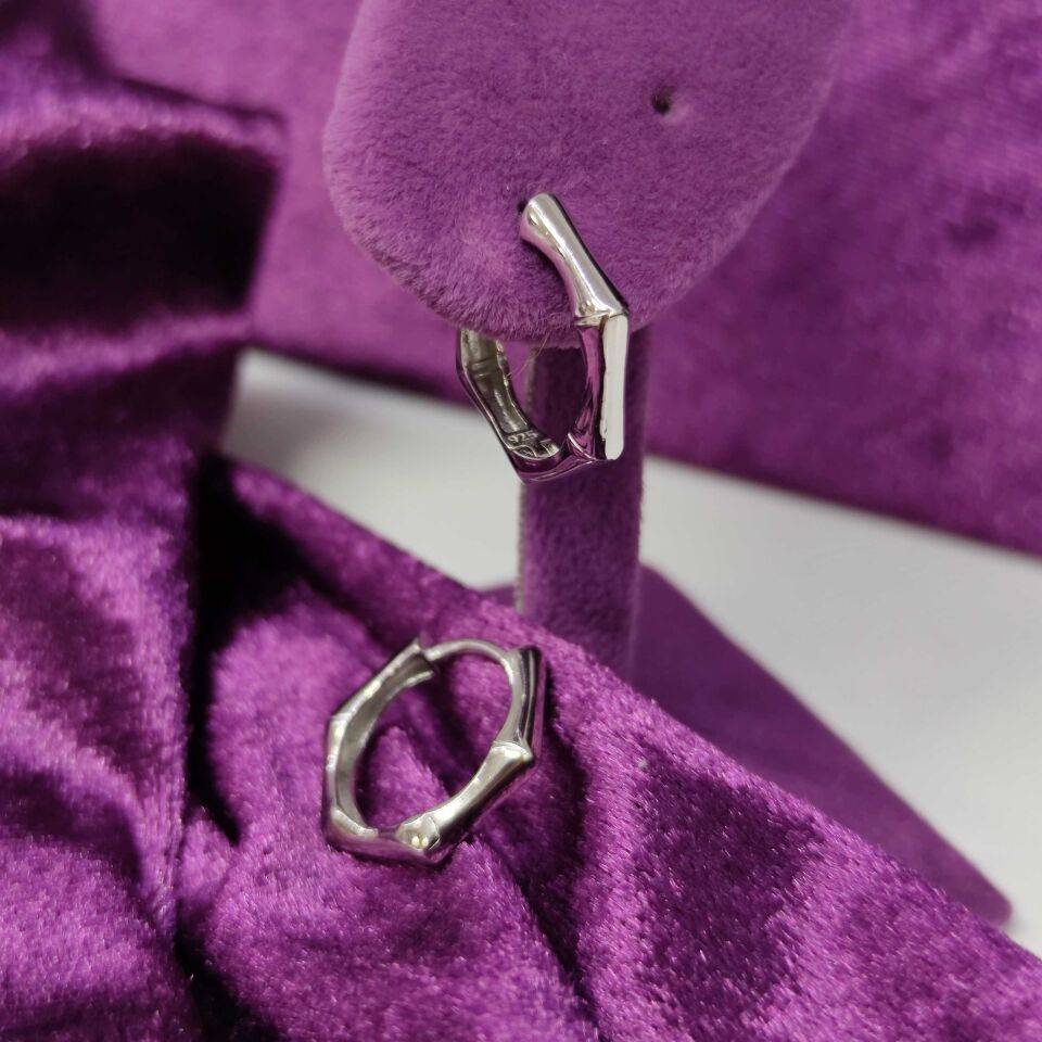 15 MM KEMİK HALKA GÜMÜŞ KÜPE RODYUM BEYAZ - STD