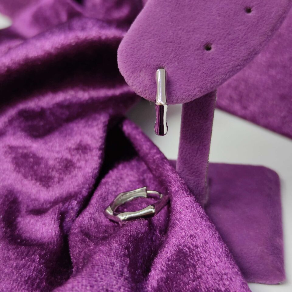 15 MM KEMİK HALKA GÜMÜŞ KÜPE RODYUM BEYAZ - STD