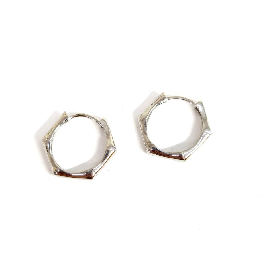 15 MM KEMİK HALKA GÜMÜŞ KÜPE RODYUM BEYAZ - STD