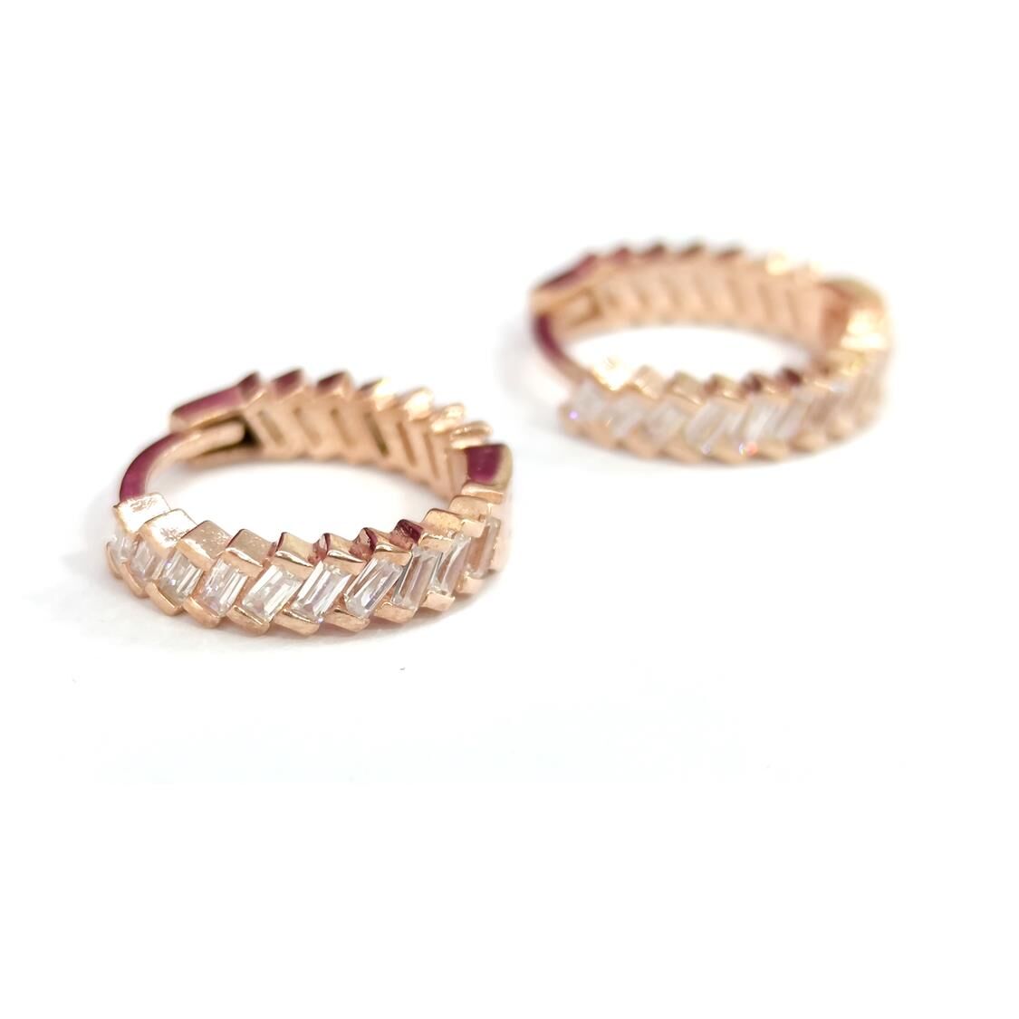 İTHAL BAGET HALKA GÜMÜŞ KÜPE ROSE BAKIR - STD