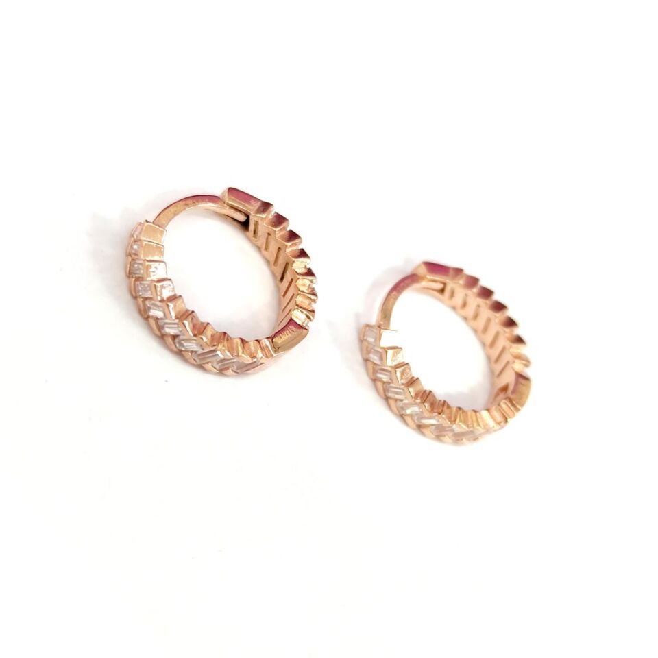 İTHAL BAGET HALKA GÜMÜŞ KÜPE ROSE BAKIR - STD