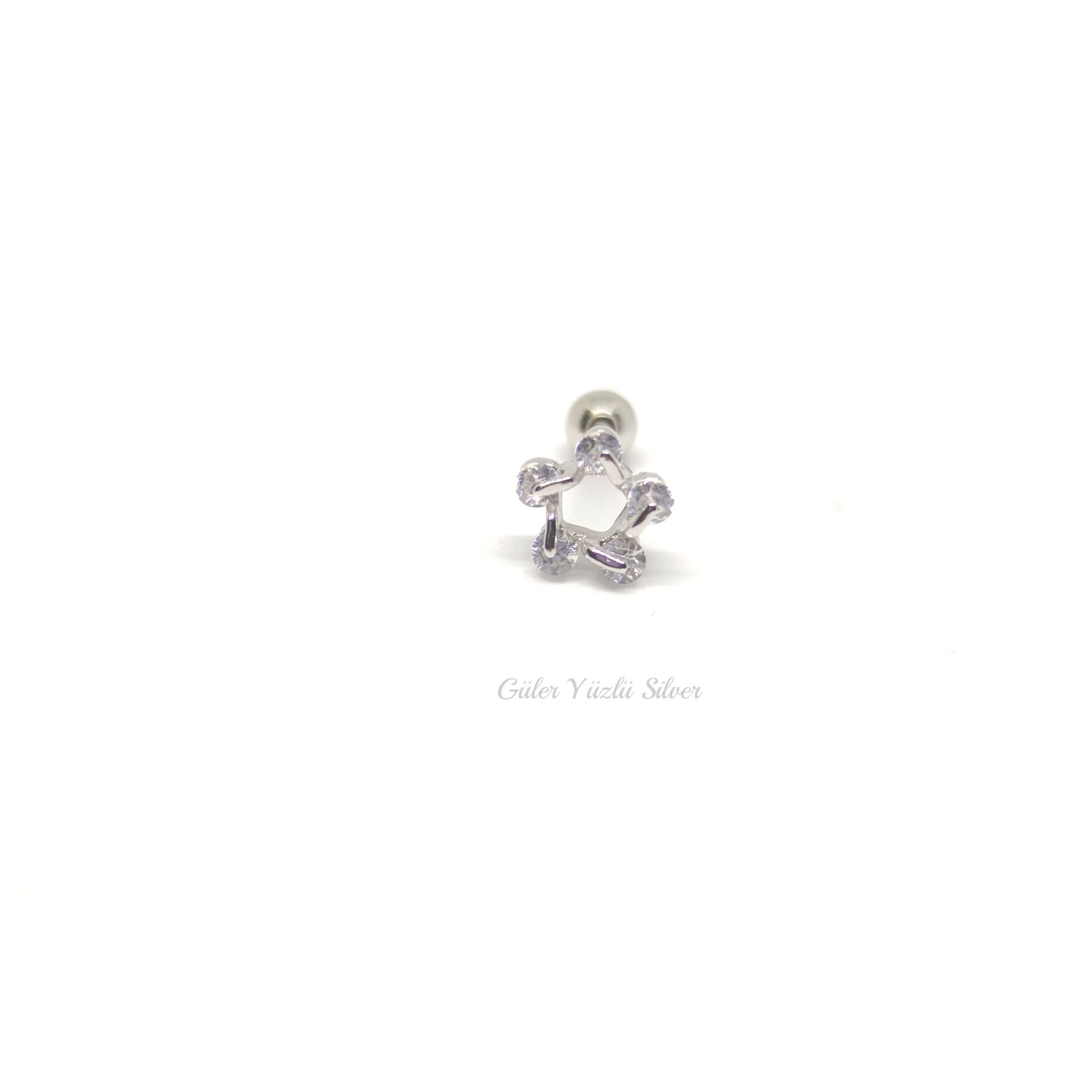İTHAL TAŞLI ÇEMBER GÜMÜŞ TRAGUS PIERCING