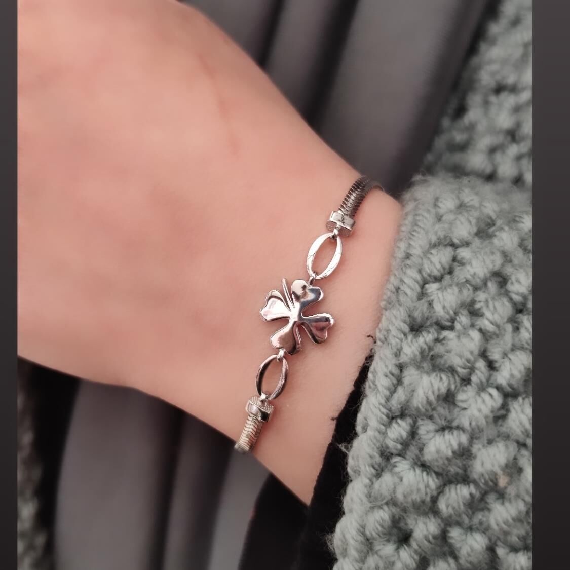 YILAN ZİNCİRLİ YONCA GÜMÜŞ BİLEKLİK RODYUM BEYAZ - STD