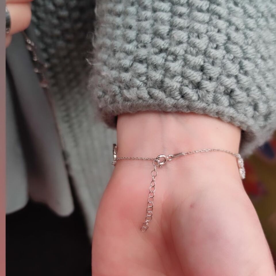 SALLANTILI ŞANS GÜMÜŞ BİLEKLİK RODYUM BEYAZ - STD