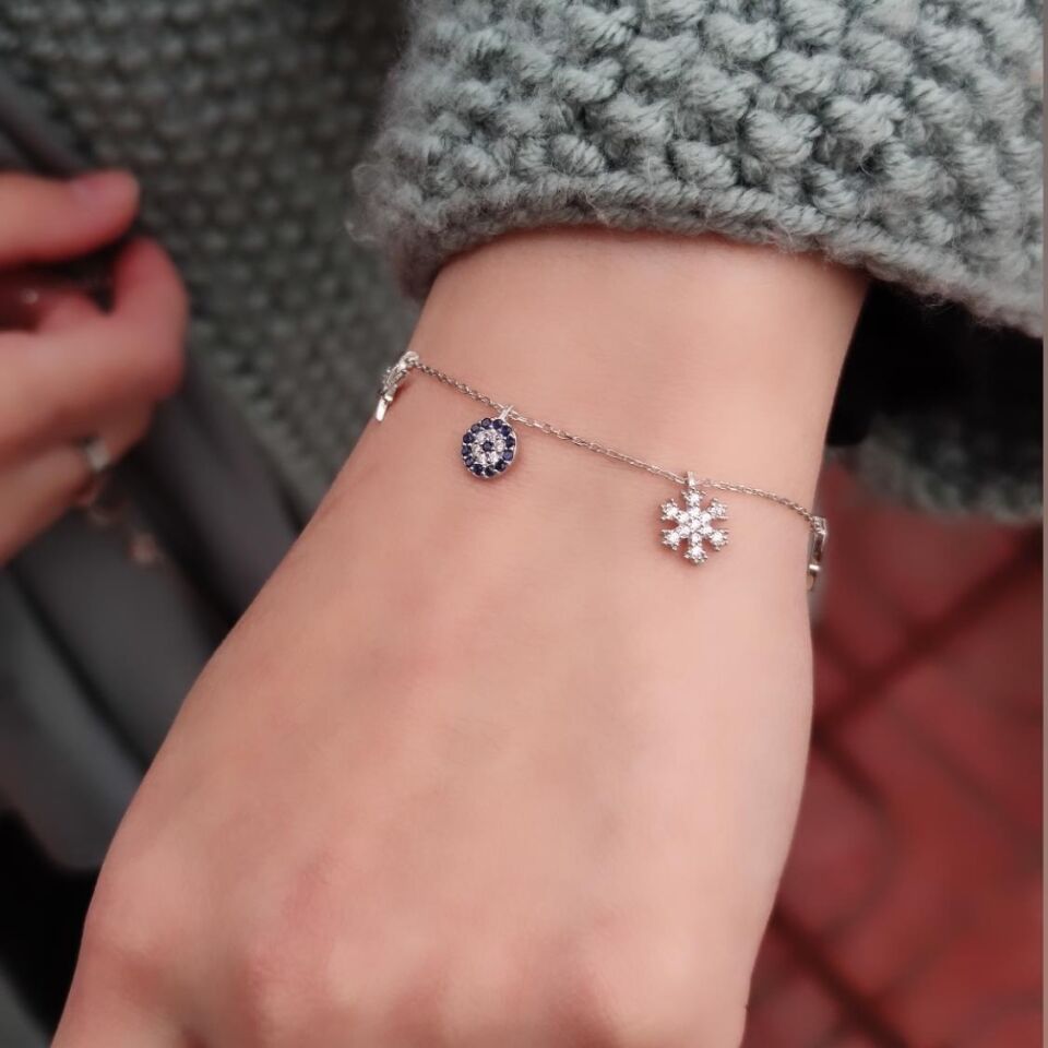 SALLANTILI ŞANS GÜMÜŞ BİLEKLİK RODYUM BEYAZ - STD