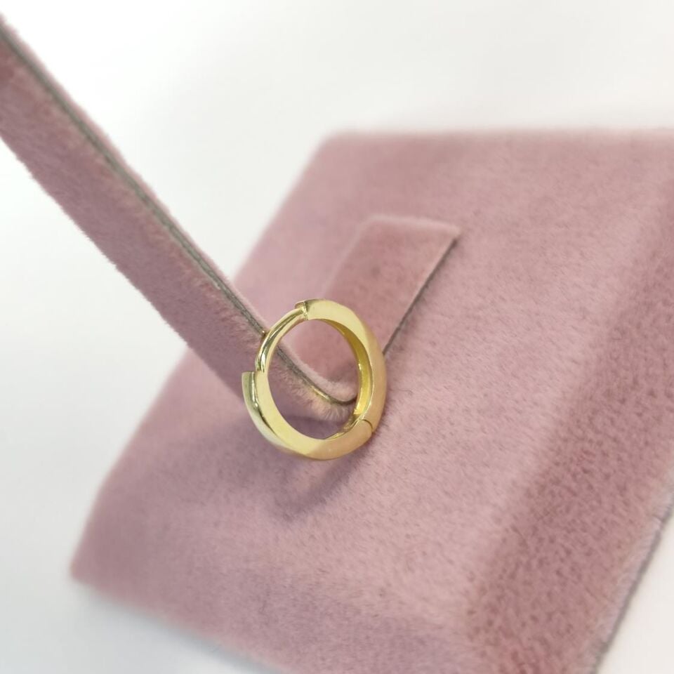 9 MM DÜZ HALKA GÜMÜŞ KÜPE ALTIN SARI - STD