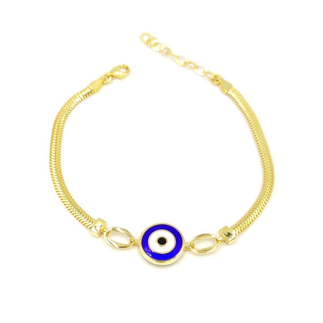 LAZER MİNELİ LACİ NAZAR GÜMÜŞ BİLEKLİK STD - ALTIN SARI