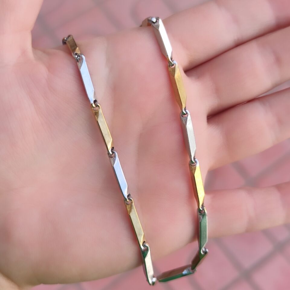 ÇELİK SARI BEYAZ ERKEK ZİNCİR KOLYE 65 CM
