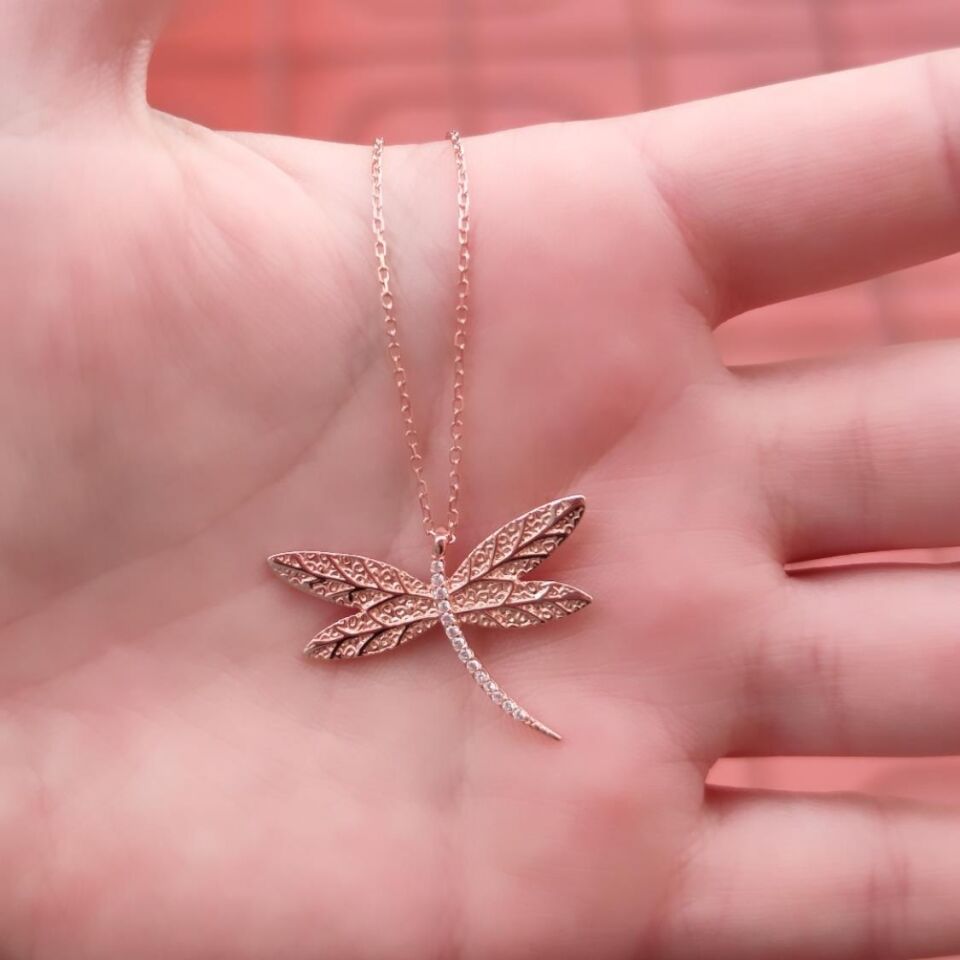 BÜYÜK YUSUFCUK GÜMÜŞ KOLYE ROSE BAKIR - STD