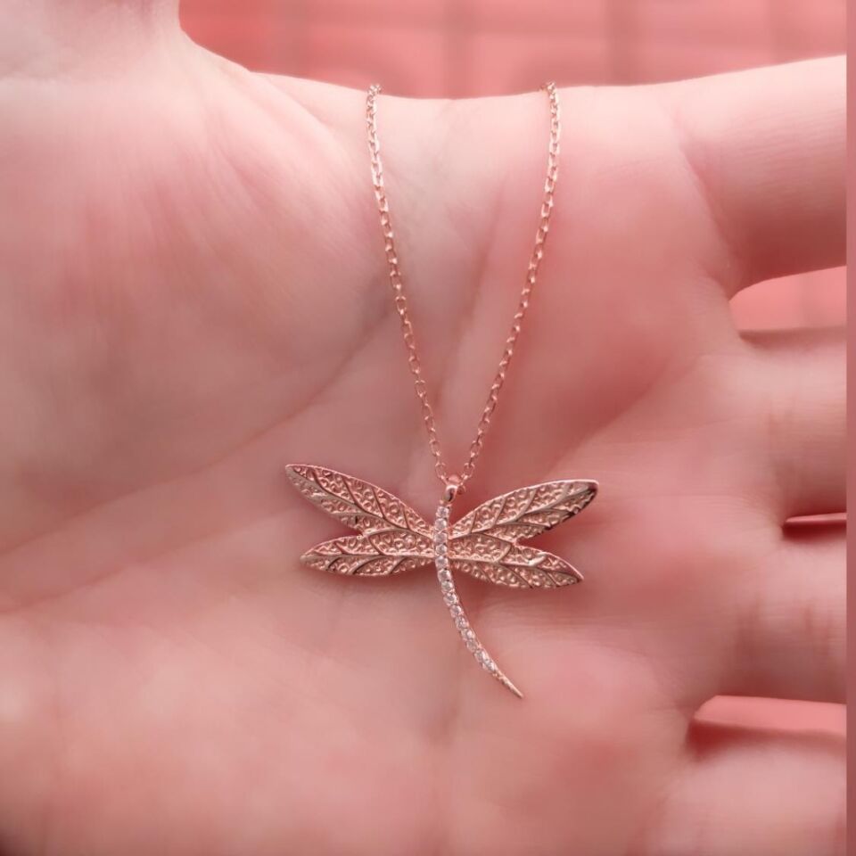 BÜYÜK YUSUFCUK GÜMÜŞ KOLYE ROSE BAKIR - STD