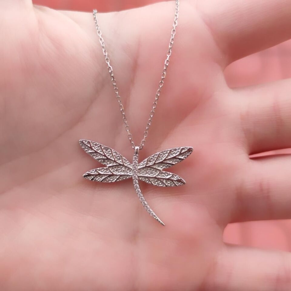 BÜYÜK YUSUFCUK GÜMÜŞ KOLYE RODYUM BEYAZ - STD