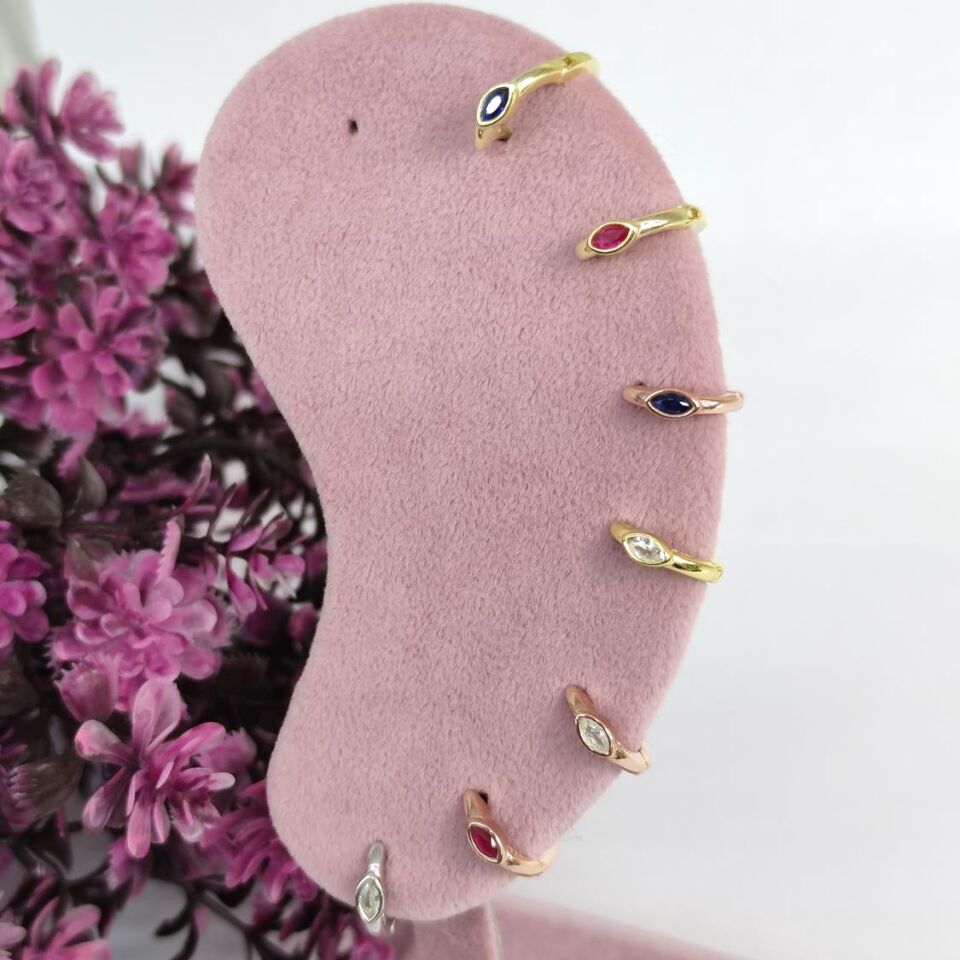 KIRMIZI MİNİ TEKLİ MEKİK HALKA GÜMÜŞ KÜPE ROSE BAKIR - STD