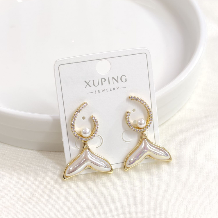 XUPING SEDEFLİ İNCİLİ KUYRUK ÇİVİ KÜPE ROSE