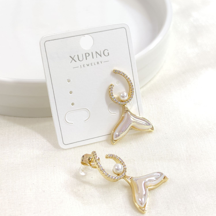 XUPING SEDEFLİ İNCİLİ KUYRUK ÇİVİ KÜPE ROSE