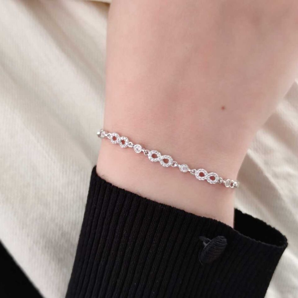 3 LÜ SONSUZLUK GÜMÜŞ BİLEKLİK RODYUM BEYAZ - STD