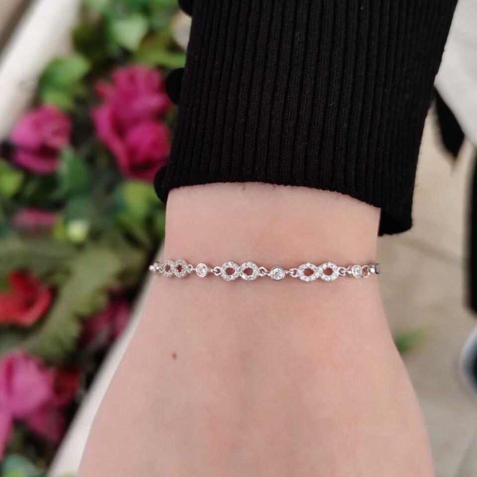 3 LÜ SONSUZLUK GÜMÜŞ BİLEKLİK RODYUM BEYAZ - STD