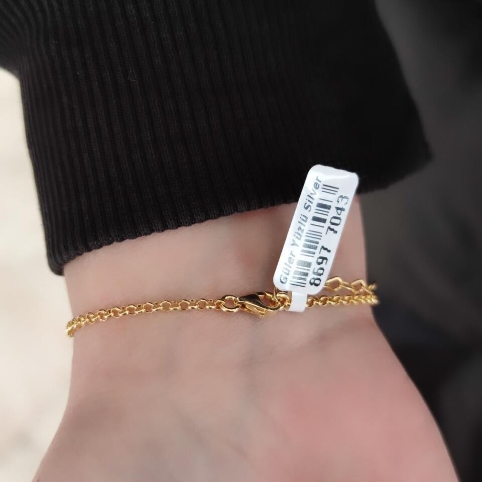 PIRLANTA MONTÜR BAGET GÜMÜŞ BİLEKLİK ALTIN SARI - STD