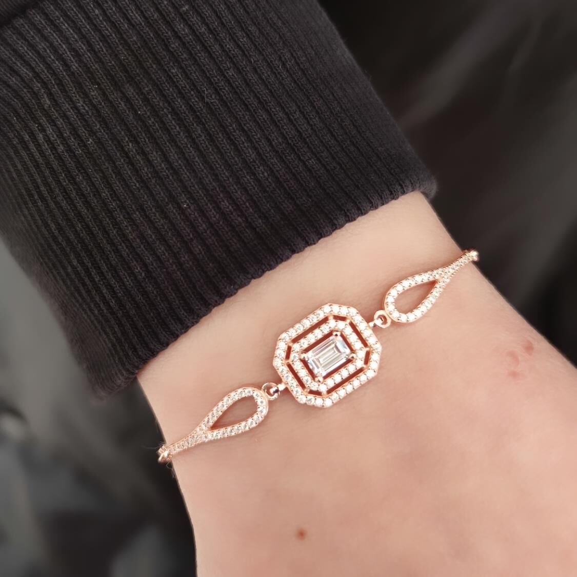 PIRLANTA MONTÜR BAGET GÜMÜŞ BİLEKLİK ROSE BAKIR - STD