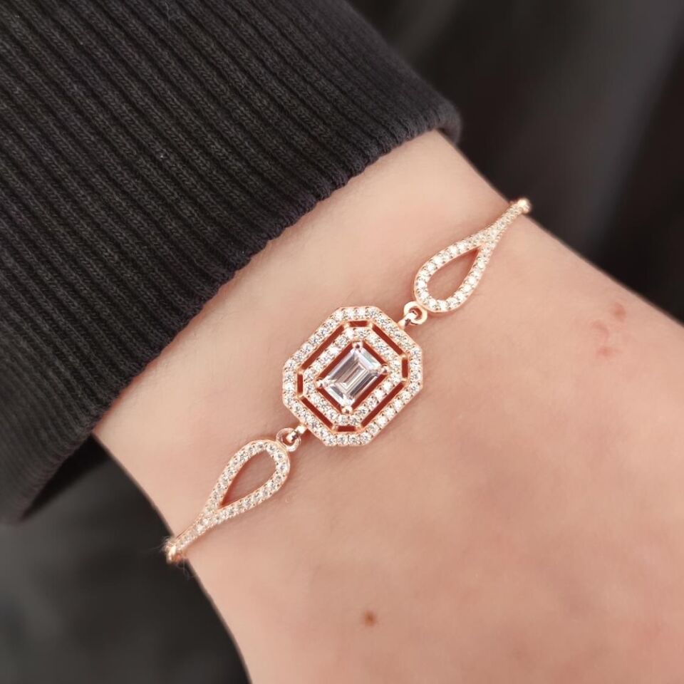 PIRLANTA MONTÜR BAGET GÜMÜŞ BİLEKLİK ROSE BAKIR - STD