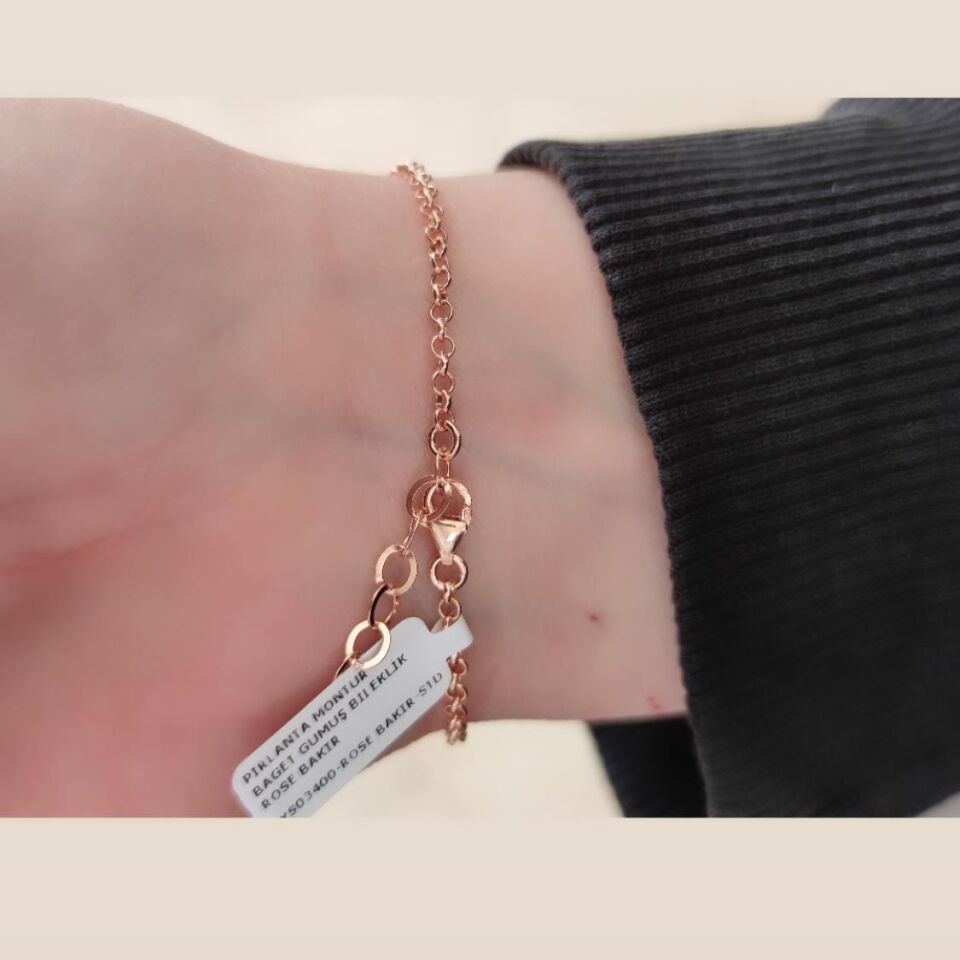 PIRLANTA MONTÜR BAGET GÜMÜŞ BİLEKLİK ROSE BAKIR - STD