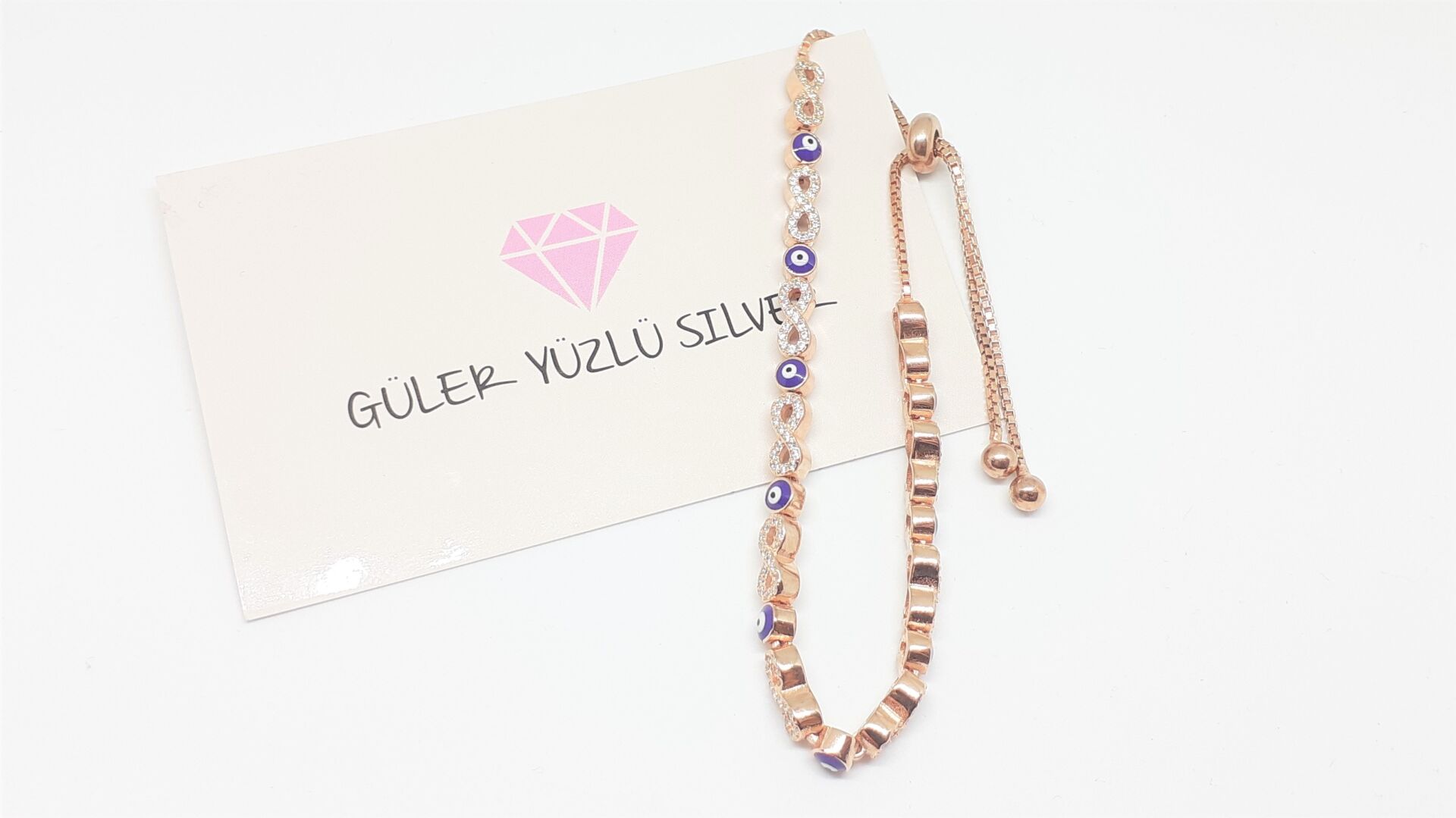 ROSE NAZARLI SONSUZLUK ASANSÖRLÜ GÜMÜŞ BİLEKLİK