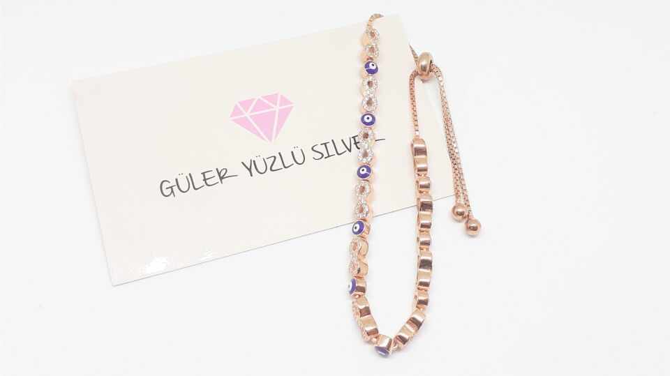 ROSE NAZARLI SONSUZLUK ASANSÖRLÜ GÜMÜŞ BİLEKLİK