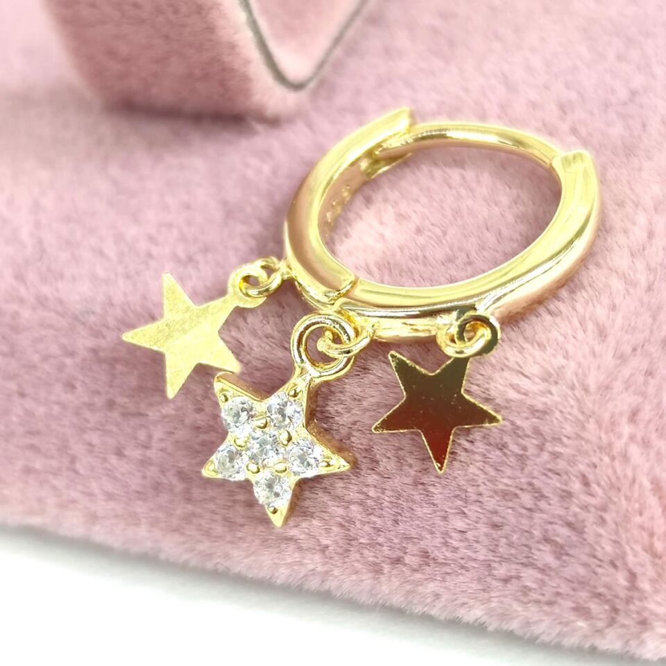 YILDIZ SHAKIRA GÜMÜŞ HALKA KÜPE ALTIN SARI - STD