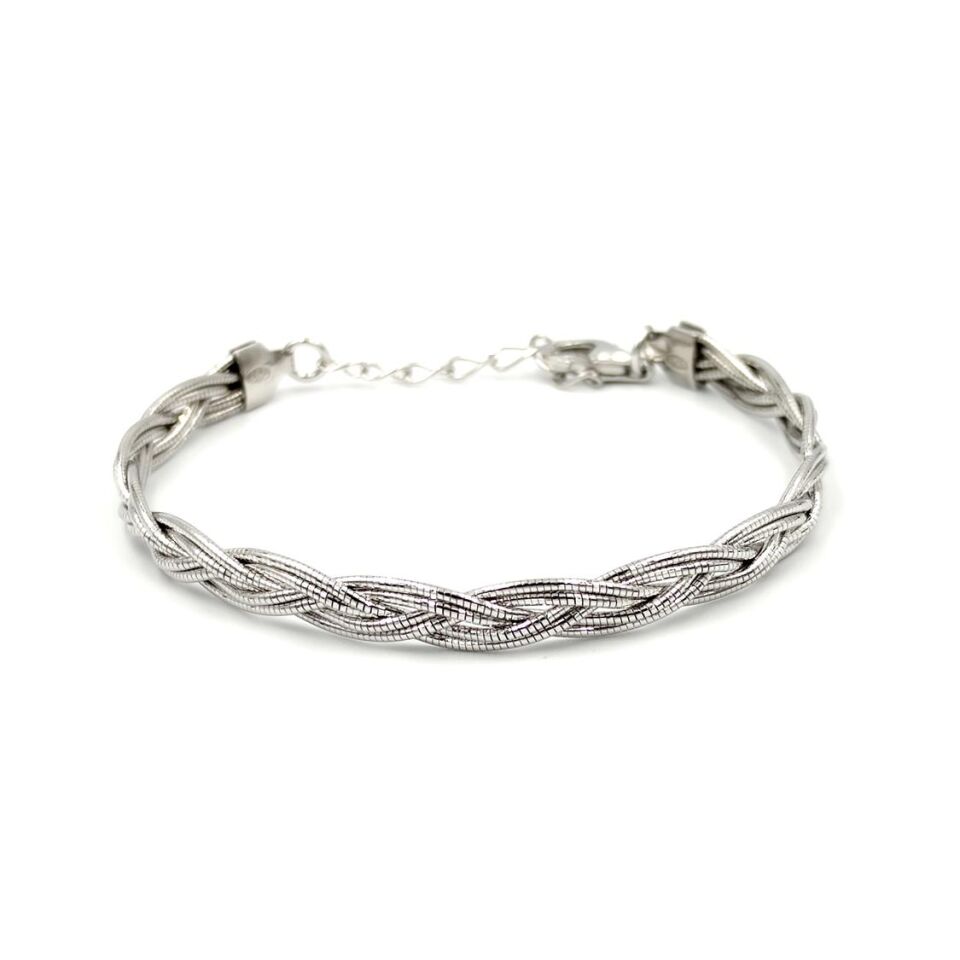 ITALYAN ÖRGÜ GÜMÜŞ BİLEKLİK RODYUM BEYAZ - STD