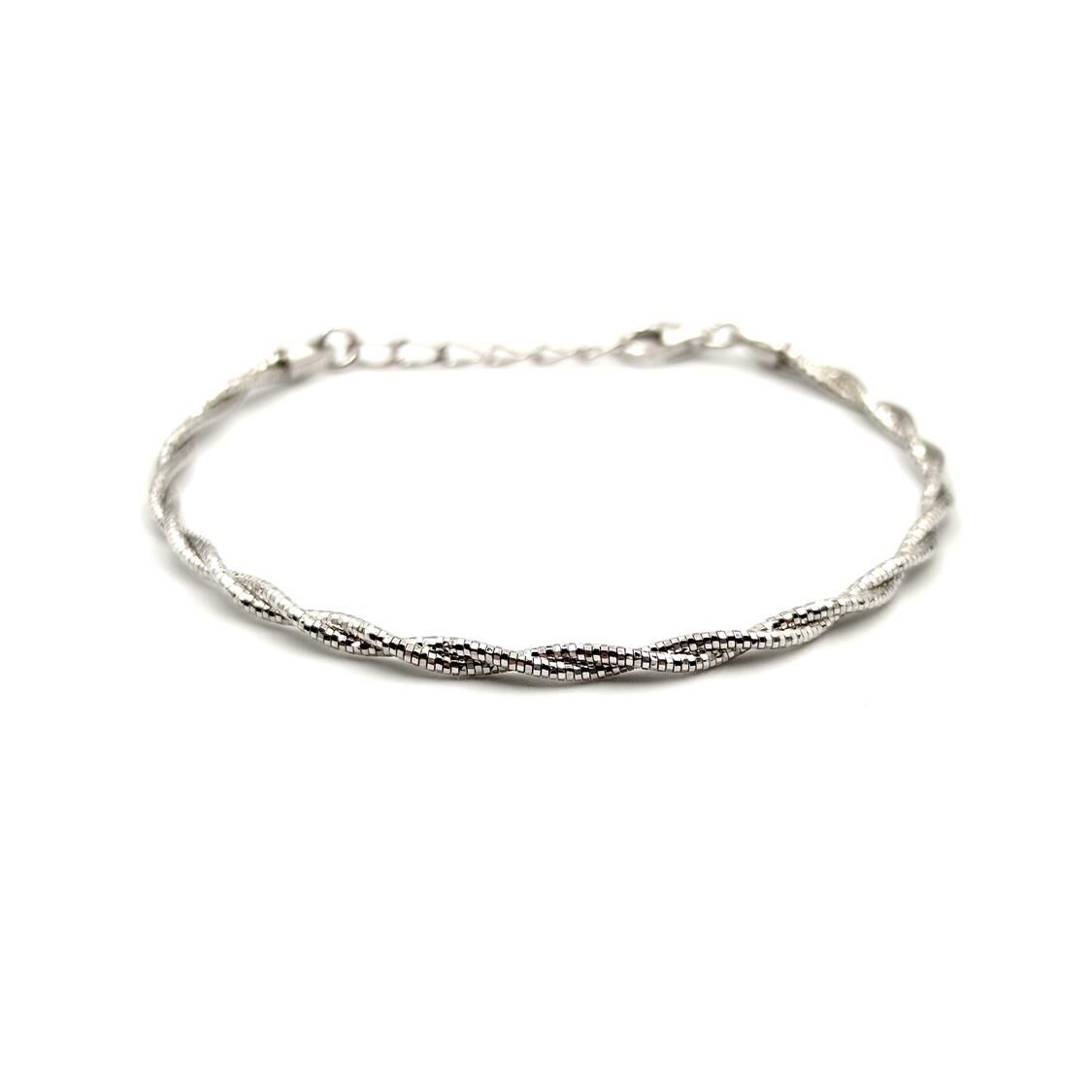 ITALYAN İKİLİ SARMAL GÜMÜŞ BİLEKLİK RODYUM BEYAZ - STD