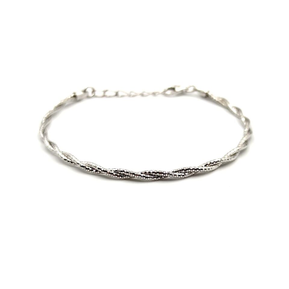 ITALYAN İKİLİ SARMAL GÜMÜŞ BİLEKLİK RODYUM BEYAZ - STD