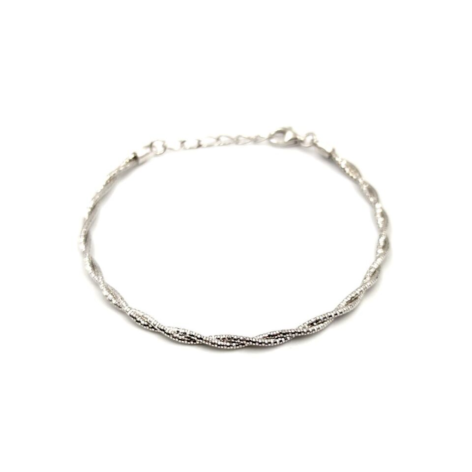 ITALYAN İKİLİ SARMAL GÜMÜŞ BİLEKLİK RODYUM BEYAZ - STD