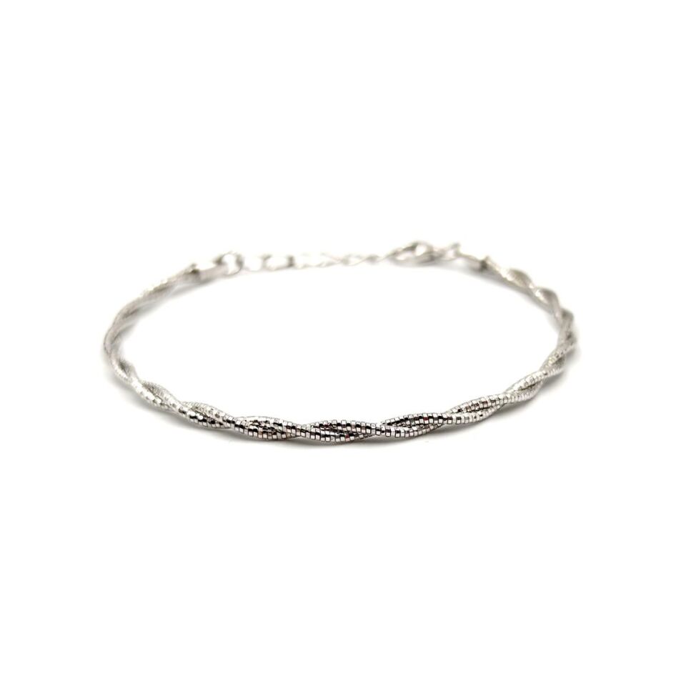 ITALYAN İKİLİ SARMAL GÜMÜŞ BİLEKLİK RODYUM BEYAZ - STD