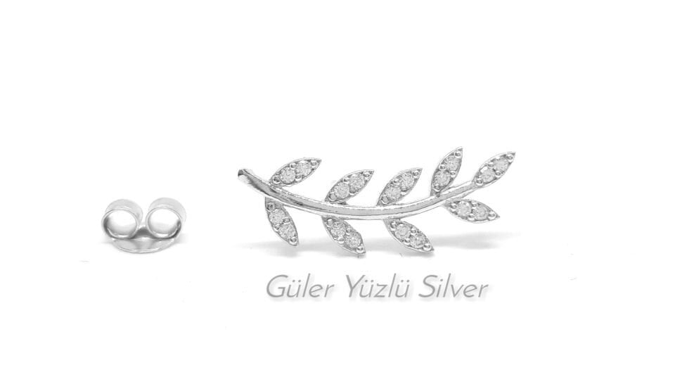 ZİRKON TAŞLI BAŞAK GÜMÜŞ ÇİVİ KÜPE (TEK)