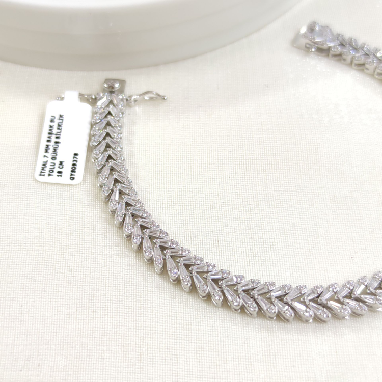 İTHAL 7 MM BAŞAK SU YOLU GÜMÜŞ BİLEKLİK 18 CM