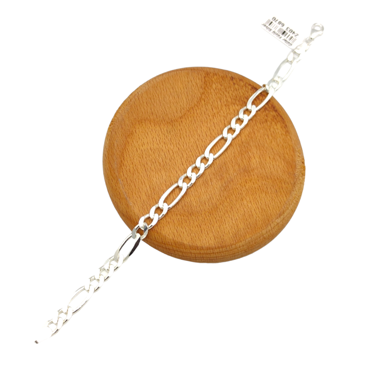 7 MM FIGARO ZİNCİR GÜMÜŞ BİLEKLİK 20 CM