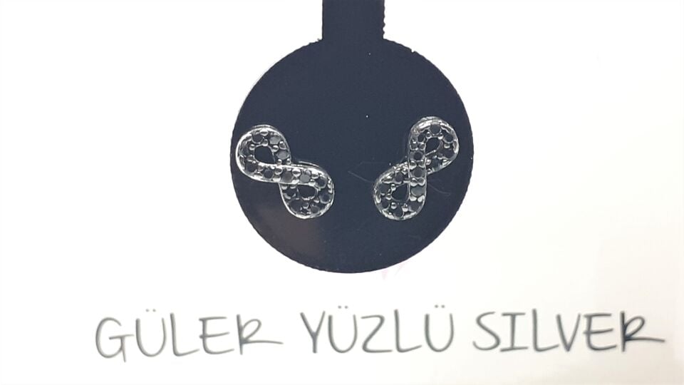 SİYAH TAŞLI SONSUZLUK MİNİ ÇİVİ GÜMÜŞ KÜPE