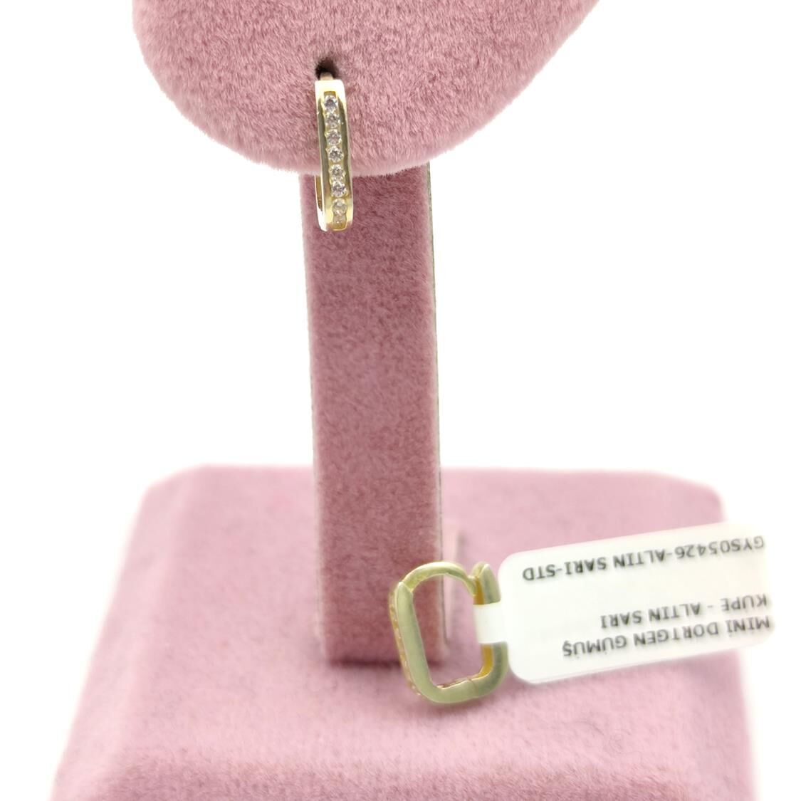 MİNİ DÖRTGEN GÜMÜŞ KÜPE ALTIN SARI - STD