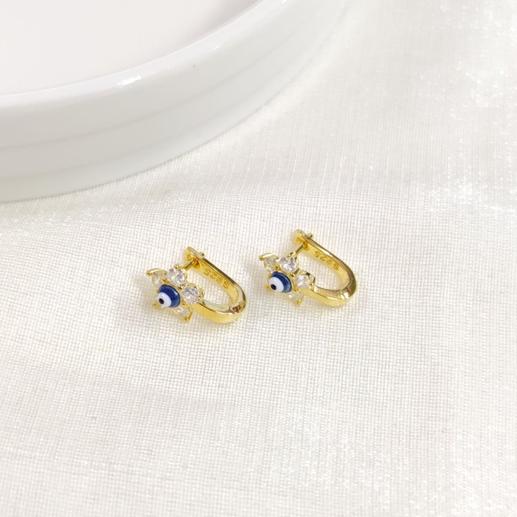 İTHAL LACİ MİNELİ ÇİÇEK GÜMÜŞ HALKA ÇOCUK KÜPE