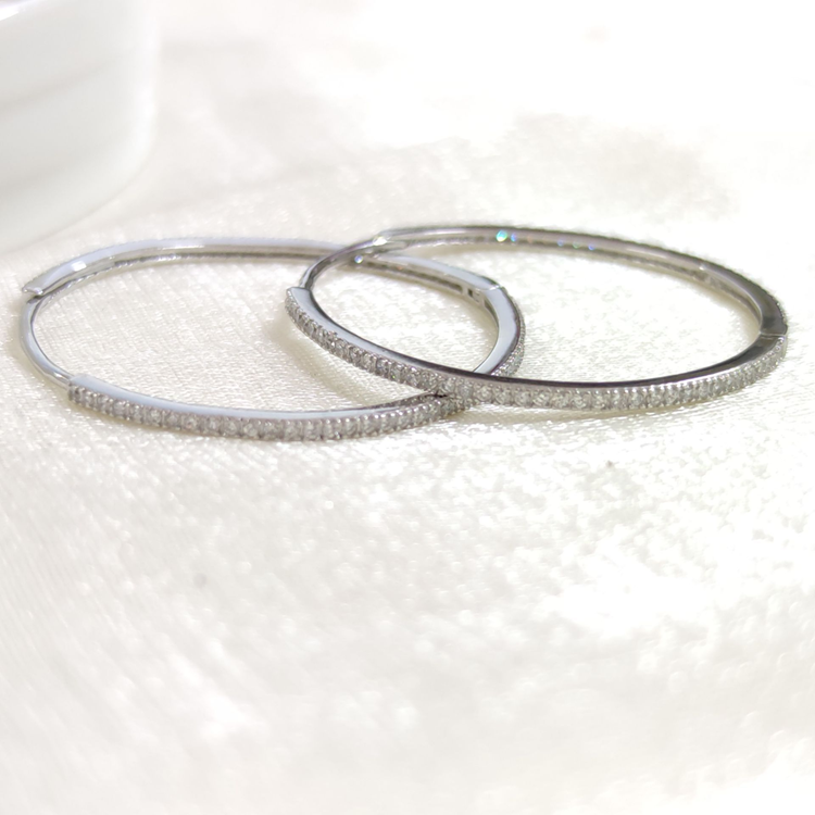 İTHAL 33 MM TAŞLI GÜMÜŞ HALKA KÜPE