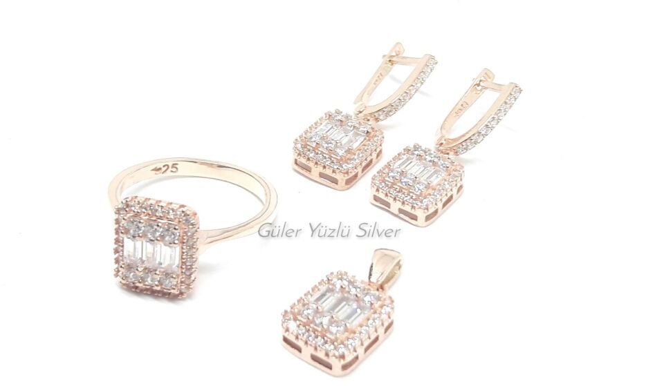 YENİ MODEL BAGET PIRLANTA MONTÜR GÜMÜŞ 3 LÜ SET