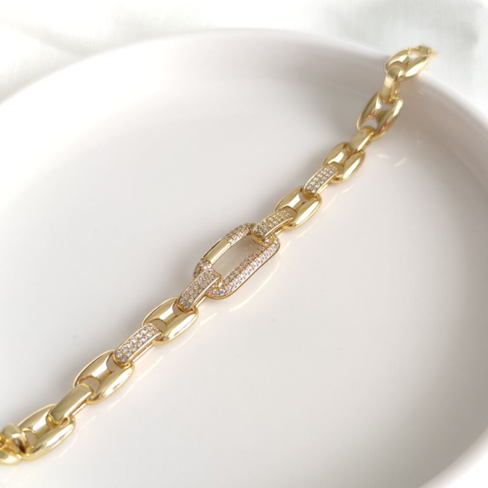 XUPING GEMİCİ DETAY TAŞLI GOLD BİLEKLİK 17+2 CM