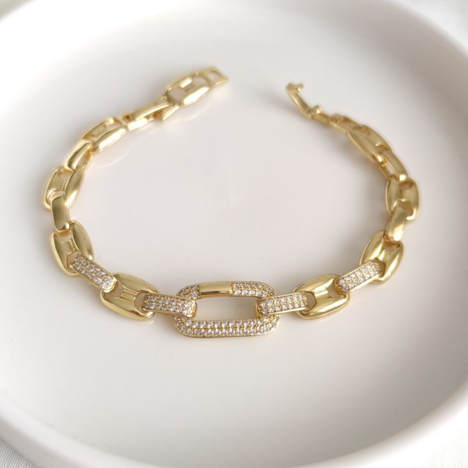XUPING GEMİCİ DETAY TAŞLI GOLD BİLEKLİK 17+2 CM