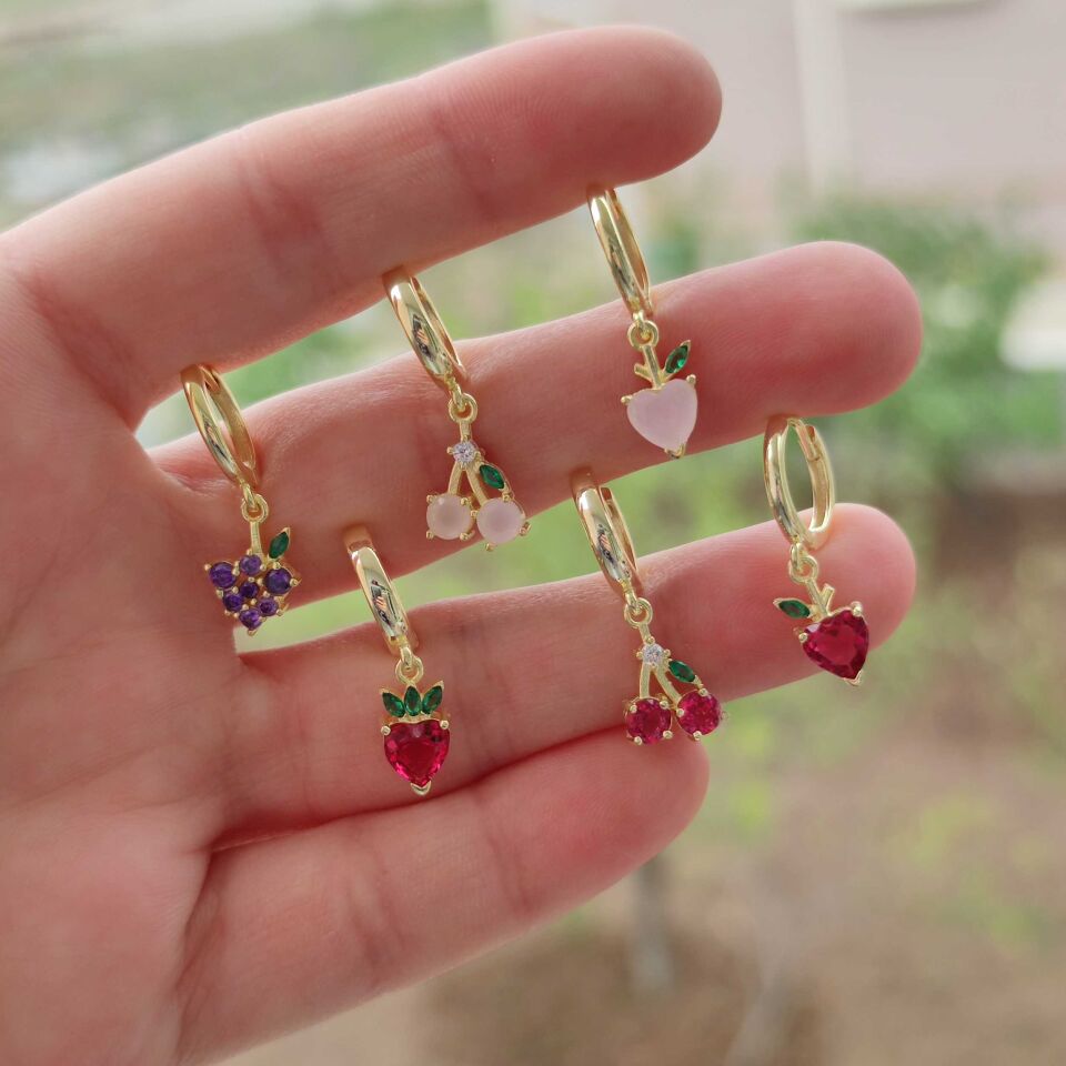 ELMA TEK HALKA GÜMÜŞ KÜPE ALTIN SARI - STD