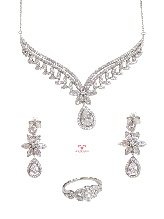 İTHAL DAMLA MONTÜR ÜÇLÜ GÜMÜŞ SET