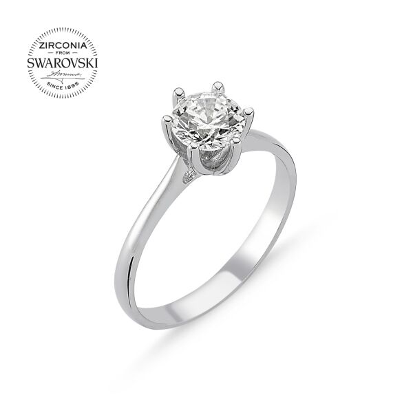 SWAROVSKİ ZİRCONİA TAŞLI TEKTAŞ GÜMÜŞ YÜZÜK G2509