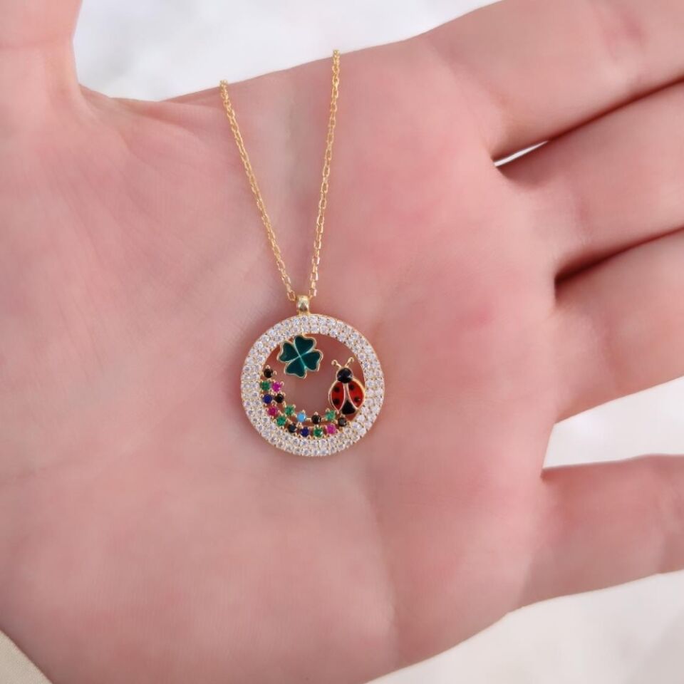 UĞUR YONCA YUVARLAK GÜMÜŞ KOLYE ALTIN SARI - STD