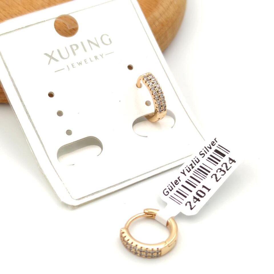 XUPING İKİ SIRA TAŞLI 9 MM HALKA KÜPE