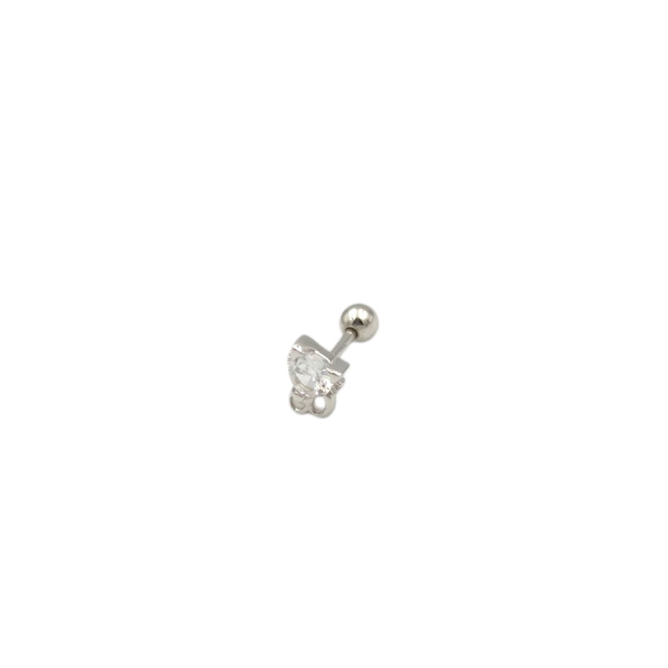 TAŞLI KEDİ GÜMÜŞ TRAGUS PIERCING